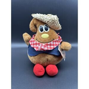 Vintage Nestle Milky Chocolate Advertising Plush Doll Kiss Cowboy Straw Hat 8”